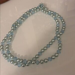faux blue pearl vintage necklace